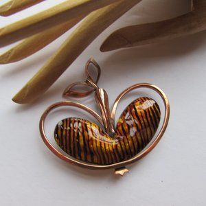 SALE Vintage Renoir Matisse Brooch Apple Shape Copper Tone